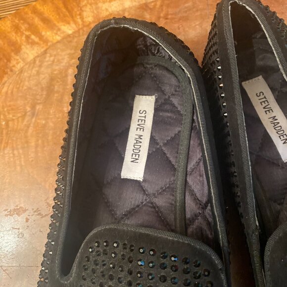 Men's Steve Madden Caviaar Black with Rhinestones Loafers Size 13 - Picture 3 of 8